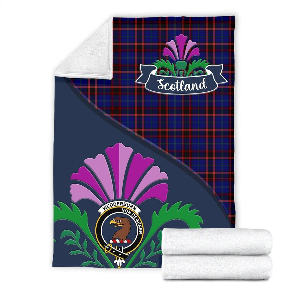 Clan Wedderburn Tartan Crest Premium Blanket Thistle Style PZ84 Clan Wedderburn Tartan Today   