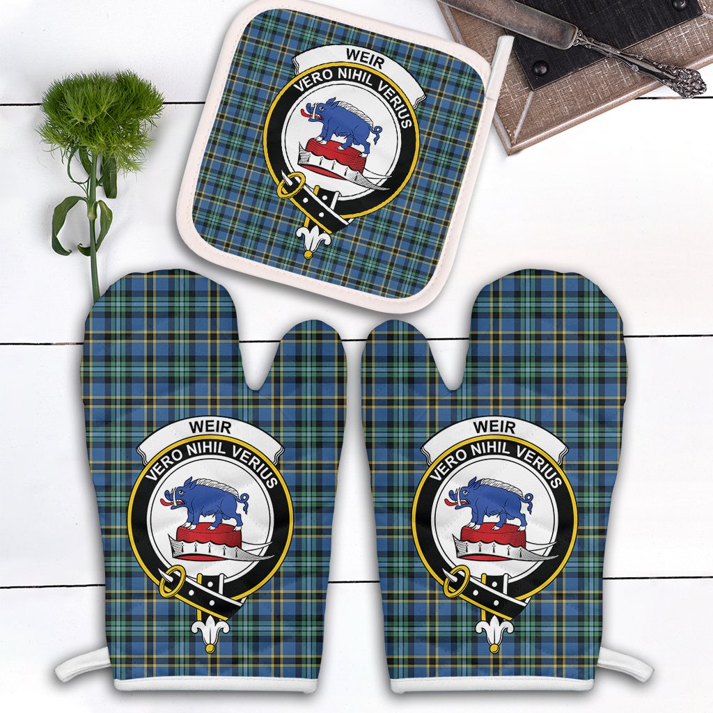Clan Weir Ancient Tartan Crest Oven Mitt And Pot Holder (2 Oven Mitts + 1 Pot Holder) XP95 Clan Weir Tartan Today   