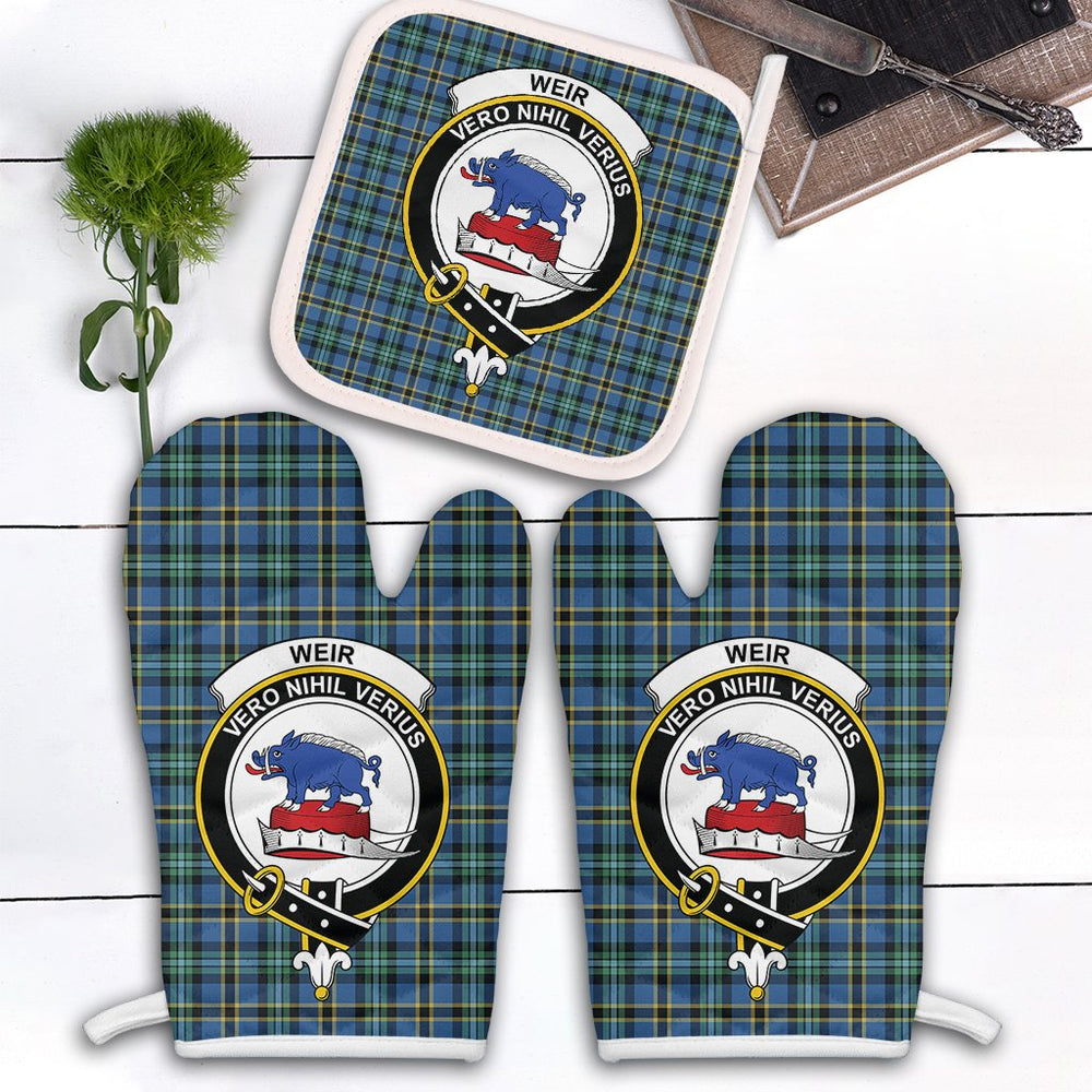Clan Weir Ancient Tartan Crest Oven Mitt And Pot Holder (2 Oven Mitts + 1 Pot Holder) XP95 Clan Weir Tartan Today   