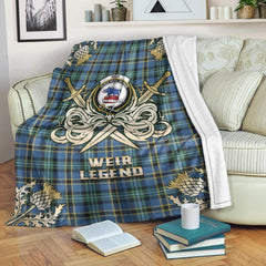 Clan Weir Ancient Tartan Gold Courage Symbol Blanket BS48 Clan Weir Tartan Today   