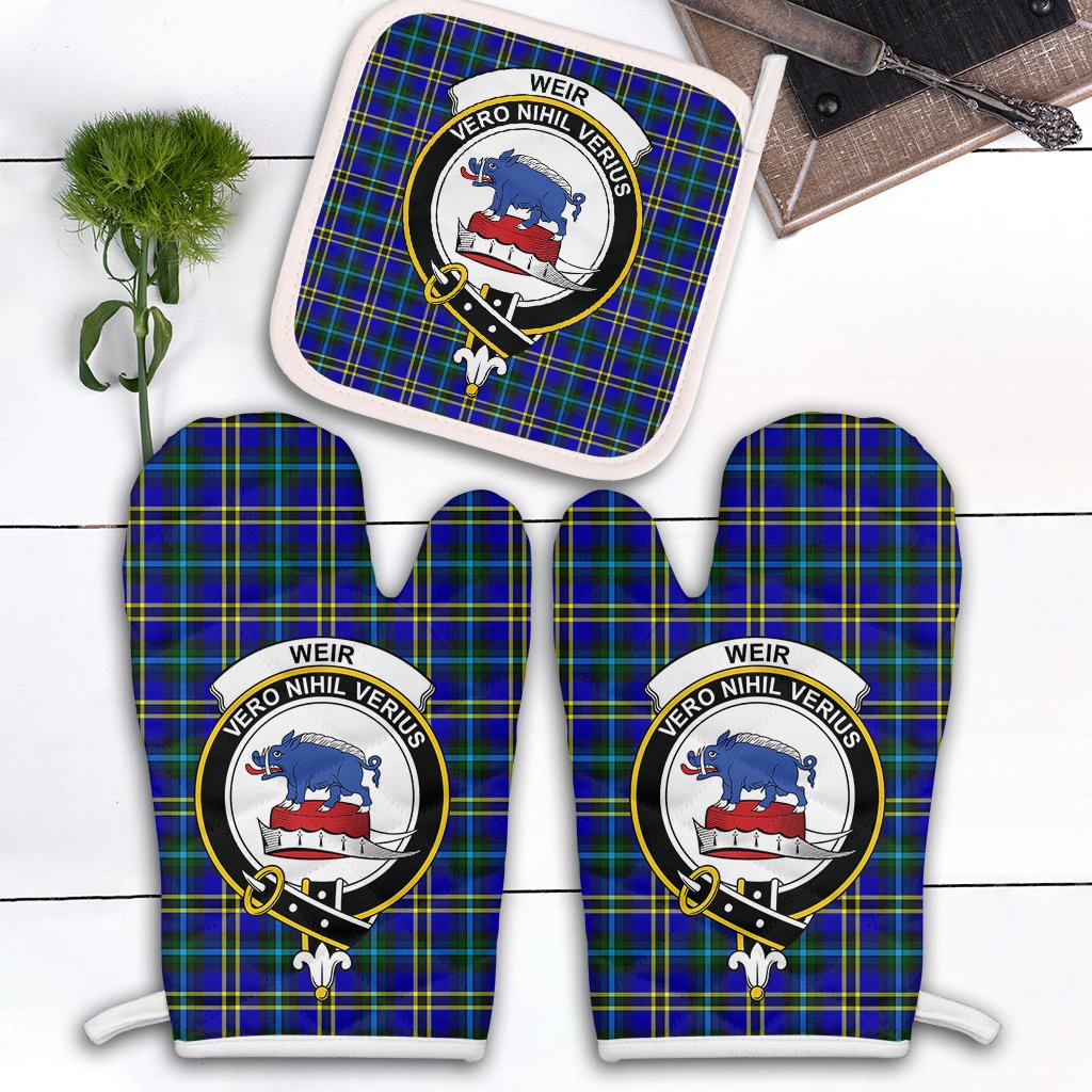 Clan Weir Modern Tartan Crest Oven Mitt And Pot Holder (2 Oven Mitts + 1 Pot Holder) RX57 Clan Weir Tartan Today   