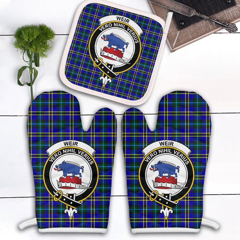 Clan Weir Modern Tartan Crest Oven Mitt And Pot Holder (2 Oven Mitts + 1 Pot Holder) RX57 Clan Weir Tartan Today   