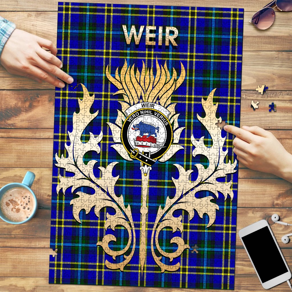 Clan Weir Modern Tartan Crest Thistle Jigsaw Puzzles Gift For Family AK47 Clan Weir Tartan Today   
