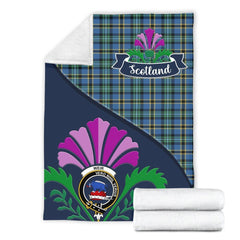 Clan Weir Tartan Crest Premium Blanket Thistle Style NA50 Clan Weir Tartan Today   