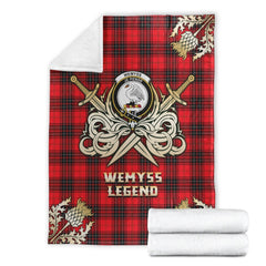 Clan Wemyss Modern Tartan Gold Courage Symbol Blanket RA72 Clan Wemyss Tartan Today   