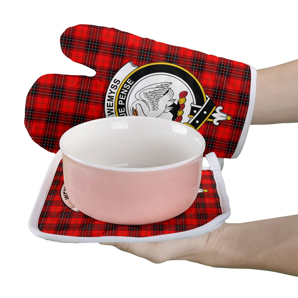 Clan Wemyss Modern Tartan Crest Oven Mitt And Pot Holder (2 Oven Mitts + 1 Pot Holder) VD19 Clan Wemyss Tartan Today   