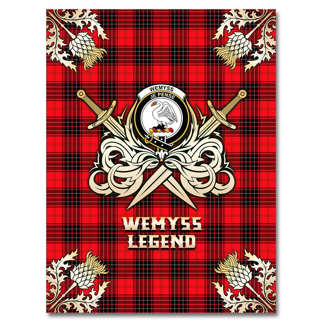 Clan Wemyss Modern Tartan Gold Courage Symbol Blanket RA72 Clan Wemyss Tartan Today   