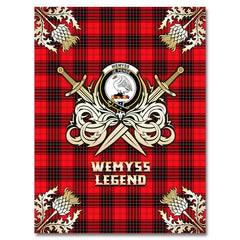 Clan Wemyss Modern Tartan Gold Courage Symbol Blanket RA72 Clan Wemyss Tartan Today   