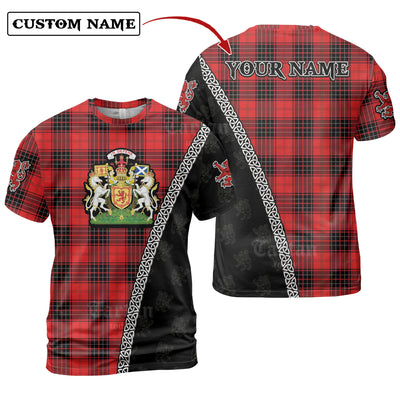 Personalized Clan Wemyss Modern Tartan Shirt with Scotland Coat of Arms & Custom Name
