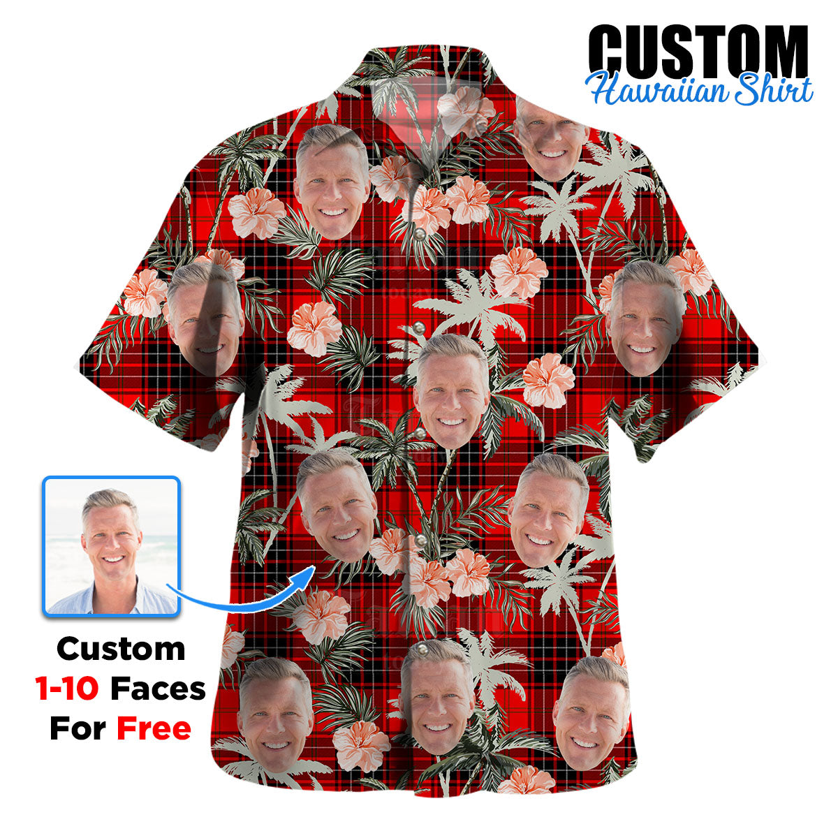 Clan Wemyss Modern Tartan Custom Face Hawaiian Shirt – Unisex Gift for Family Members, Summer Party HI57 Wemyss Modern Tartan Tartan Hawaii Shirt