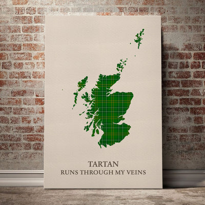 Clan Wexford County Tartan Scotland Map Canvas “Tartan Runs Through My Veins” Wall Art AY84