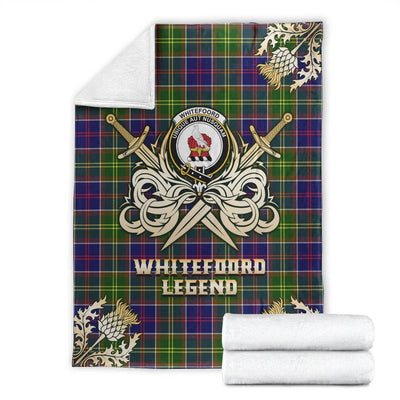 Clan Whitefoord Modern Tartan Gold Courage Symbol Blanket WZ13