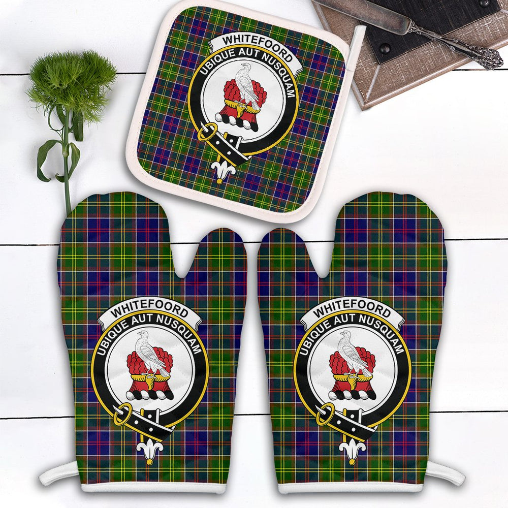 Clan Whitefoord Modern Tartan Crest Oven Mitt And Pot Holder (2 Oven Mitts + 1 Pot Holder) WM19 Clan Whitefoord Tartan Today   