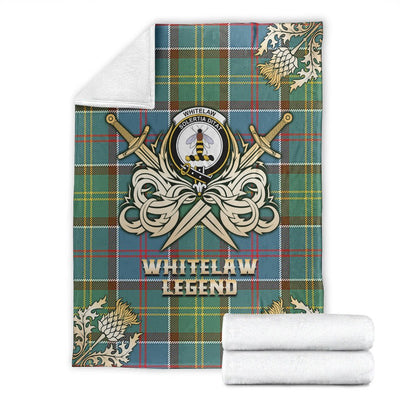 Clan Whitelaw Tartan Gold Courage Symbol Blanket BE13