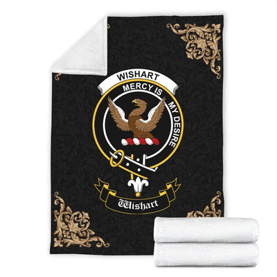 Clan Wishart Crest Tartan Premium Blanket Black AR75