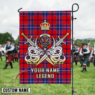 Custom Name Clan Wishart Dress Tartan Garden Flag with Clan Crest and the Golden Sword of Courageous Legacy AC28