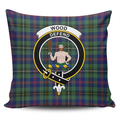 Clan Wood Modern Tartan Crest Pillow Cover