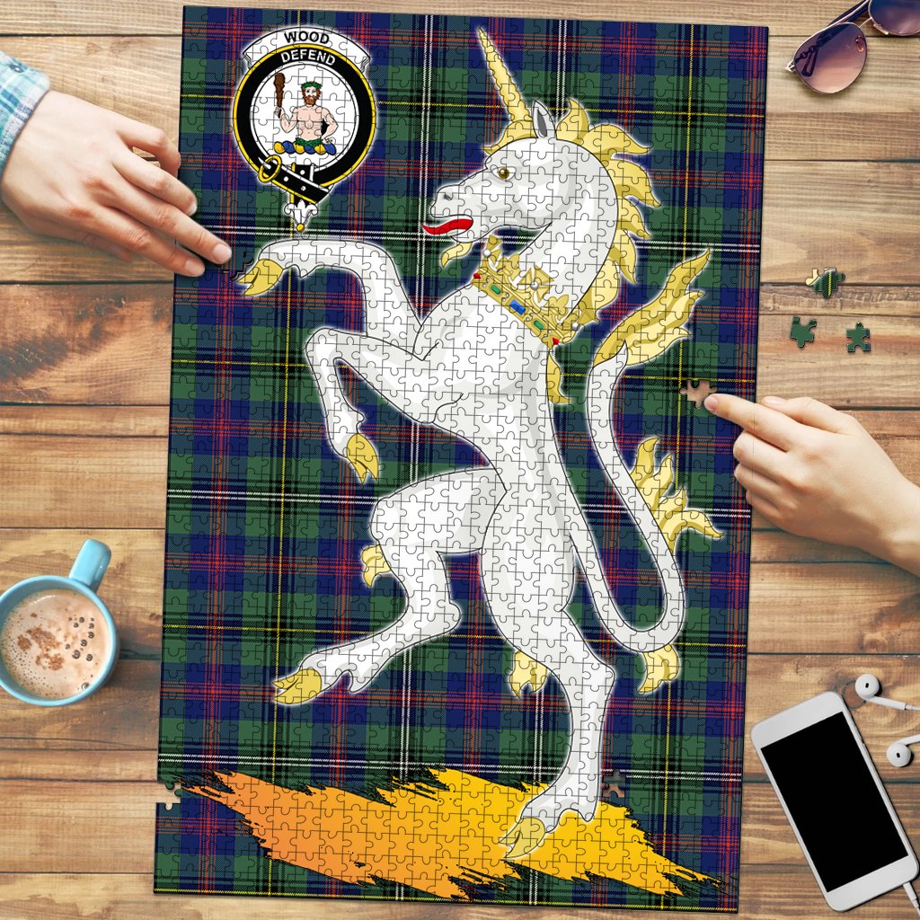 Clan Wood Modern Tartan Crest Unicorn Scotland Jigsaw Puzzles Gift For Family GX93 Clan Wood Tartan Today   