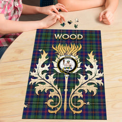 Clan Wood Modern Tartan Crest Thistle Jigsaw Puzzles Gift For Family GT89 Clan Wood Tartan Today   