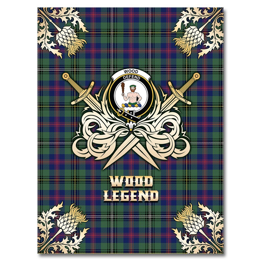 Clan Wood Modern Tartan Gold Courage Symbol Blanket AM52 Clan Wood Tartan Today   
