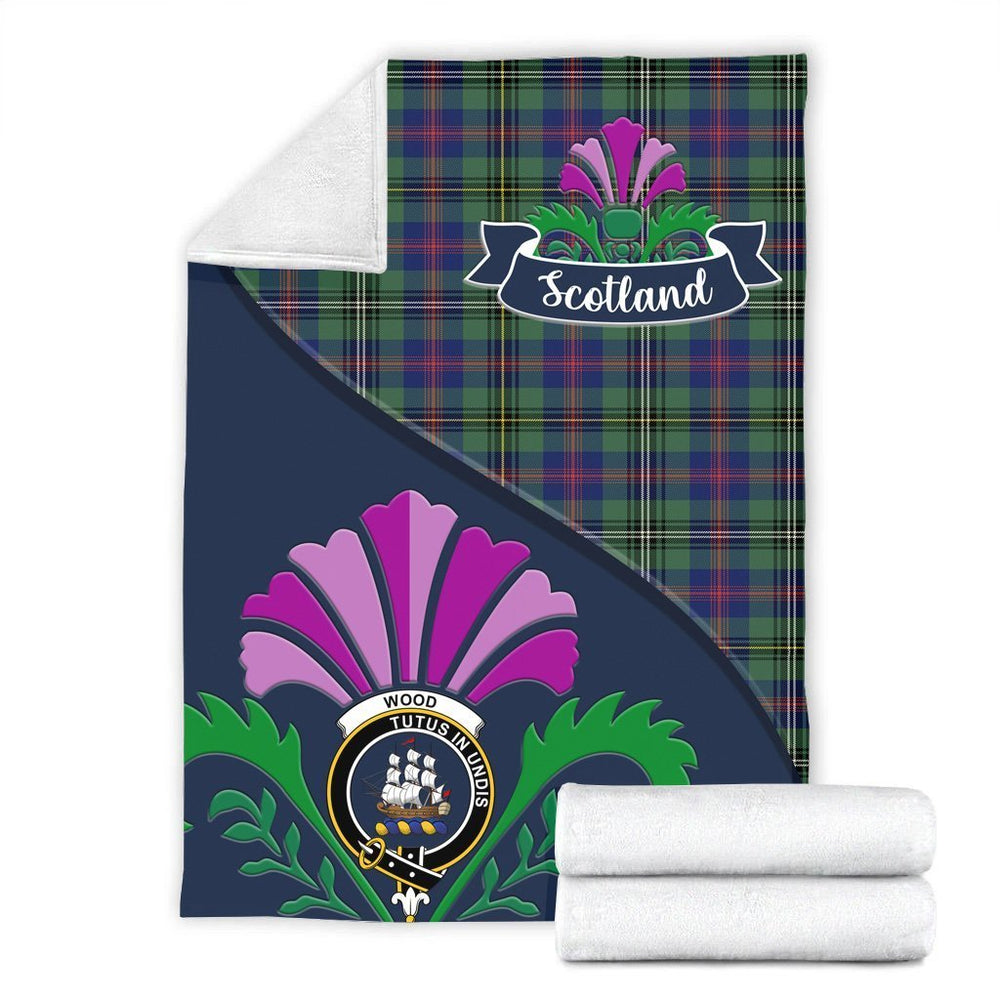 Clan Wood Tartan Crest Premium Blanket Thistle Style ET36 Clan Wood Tartan Today   