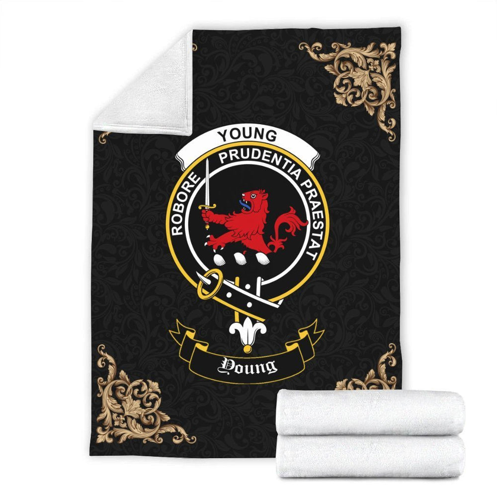 Clan Young Crest Tartan Premium Blanket Black MY69 Clan Young Tartan Today   