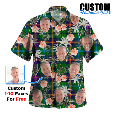 Clan Young Modern Tartan Custom Face Hawaiian Shirt – Unisex Gift for Family Members, Summer Party