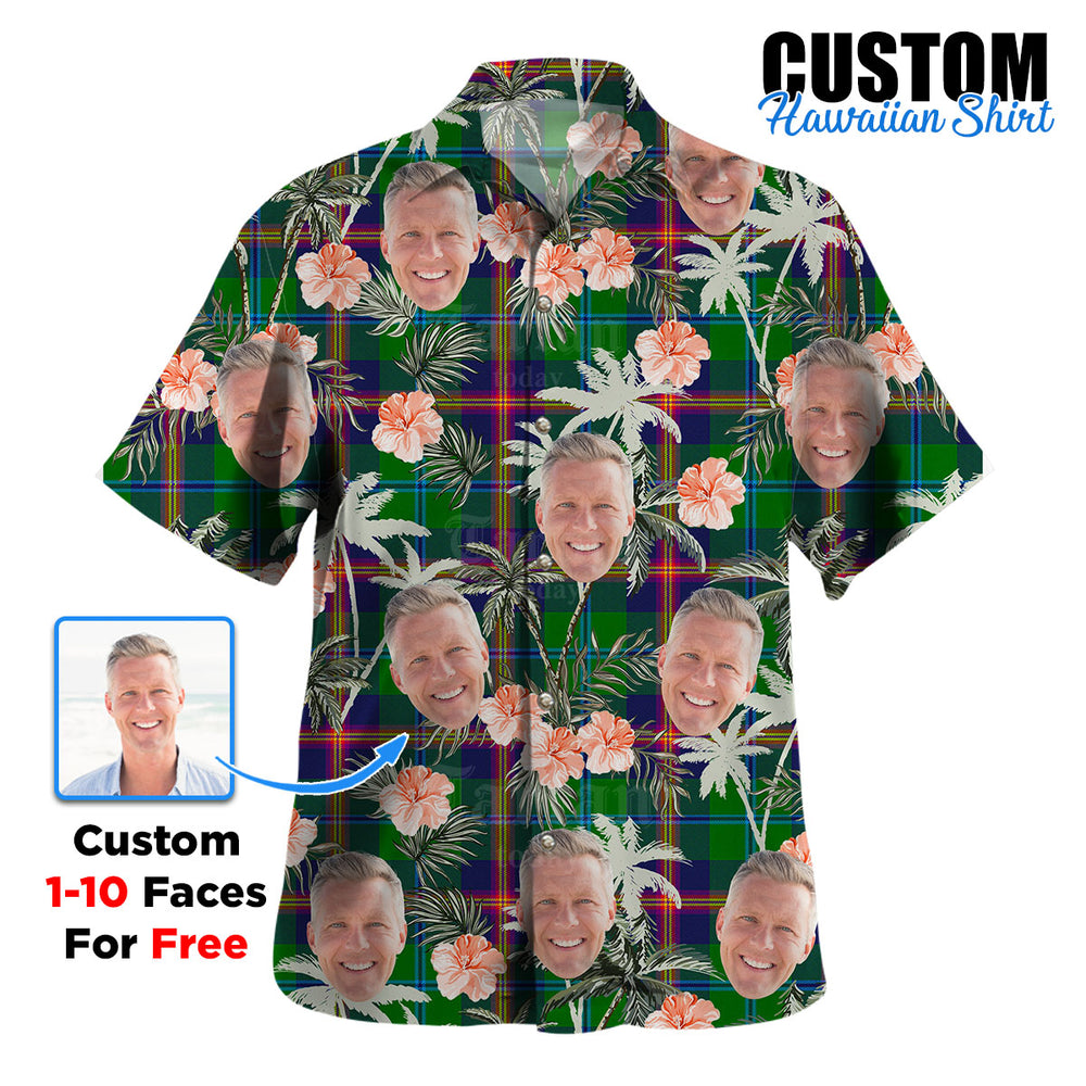 Clan Young Modern Tartan Custom Face Hawaiian Shirt – Unisex Gift for Family Members, Summer Party QU68 Young Modern Tartan Tartan Hawaii Shirt