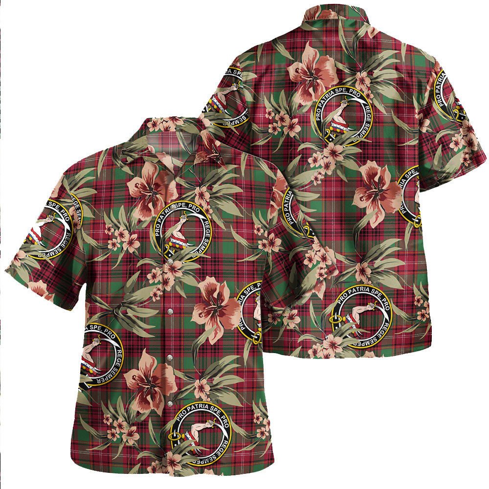 Ainslie Weathered Tartan Clan Crest Badge Aloha Hawaiian Shirt Tropical Old Style JS75 Ainslie Weathered Tartan Tartan Today   