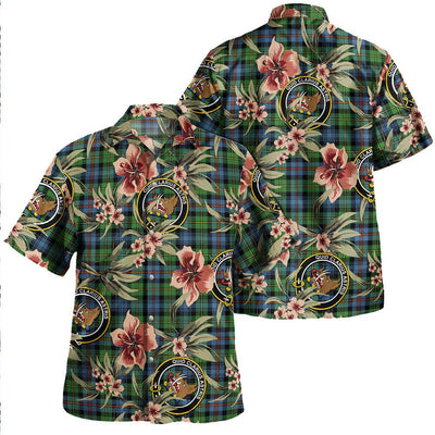 Baillie of Lamington Weathered Tartan Clan Crest Badge Aloha Hawaiian Shirt Tropical Old Style CP20