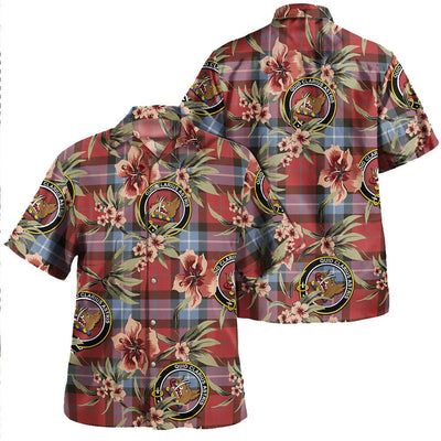 Baillie of Polkemmet Red Tartan Clan Crest Badge Aloha Hawaiian Shirt Tropical Old Style VX50