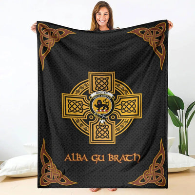 Baxter Clan Crest Premium Blanket Black Celtic Cross Style ZQ21