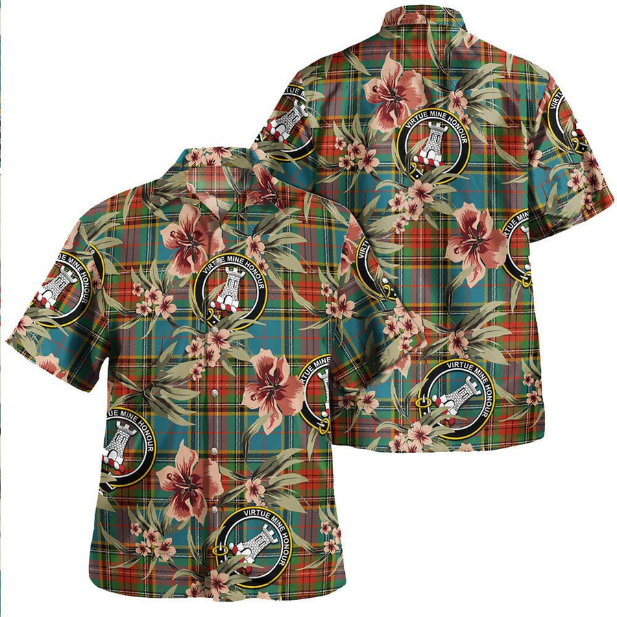 Beaton Ancient Tartan Clan Crest Badge Aloha Hawaiian Shirt Tropical Old Style