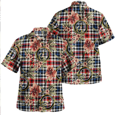 Bell Border (Bell Southern Bell) Modern Tartan Clan Crest Badge Aloha Hawaiian Shirt Tropical Old Style FI86