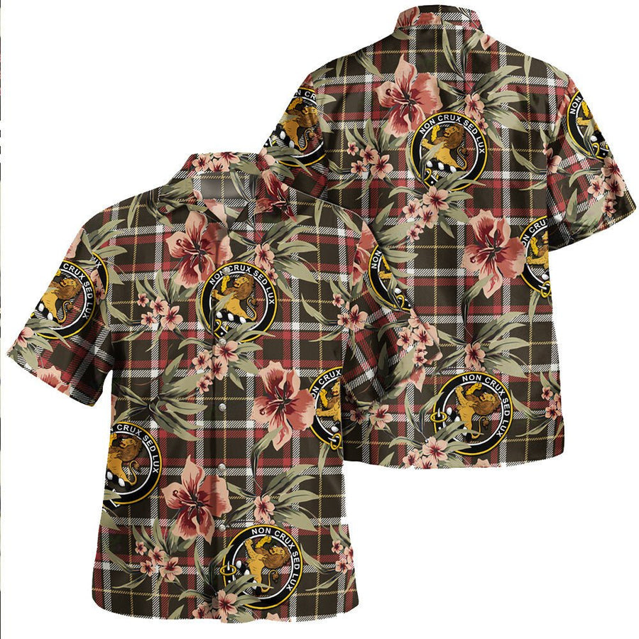 Black (DCD) Weathered Tartan Clan Crest Badge Aloha Hawaiian Shirt Tropical Old Style PQ87 Black (DCD) Weathered Tartan Tartan Today   