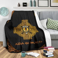 Borthwick Clan Crest Premium Blanket Black  Celtic Cross Style PI93 Clan Borthwick (Borthwick Tartan) Tartan Today   