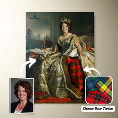 The Queen Personalized Portrait from Your Photo, Custom Tartan. Custom Canvas Wall Art as Gift for Women  Tartan Today   