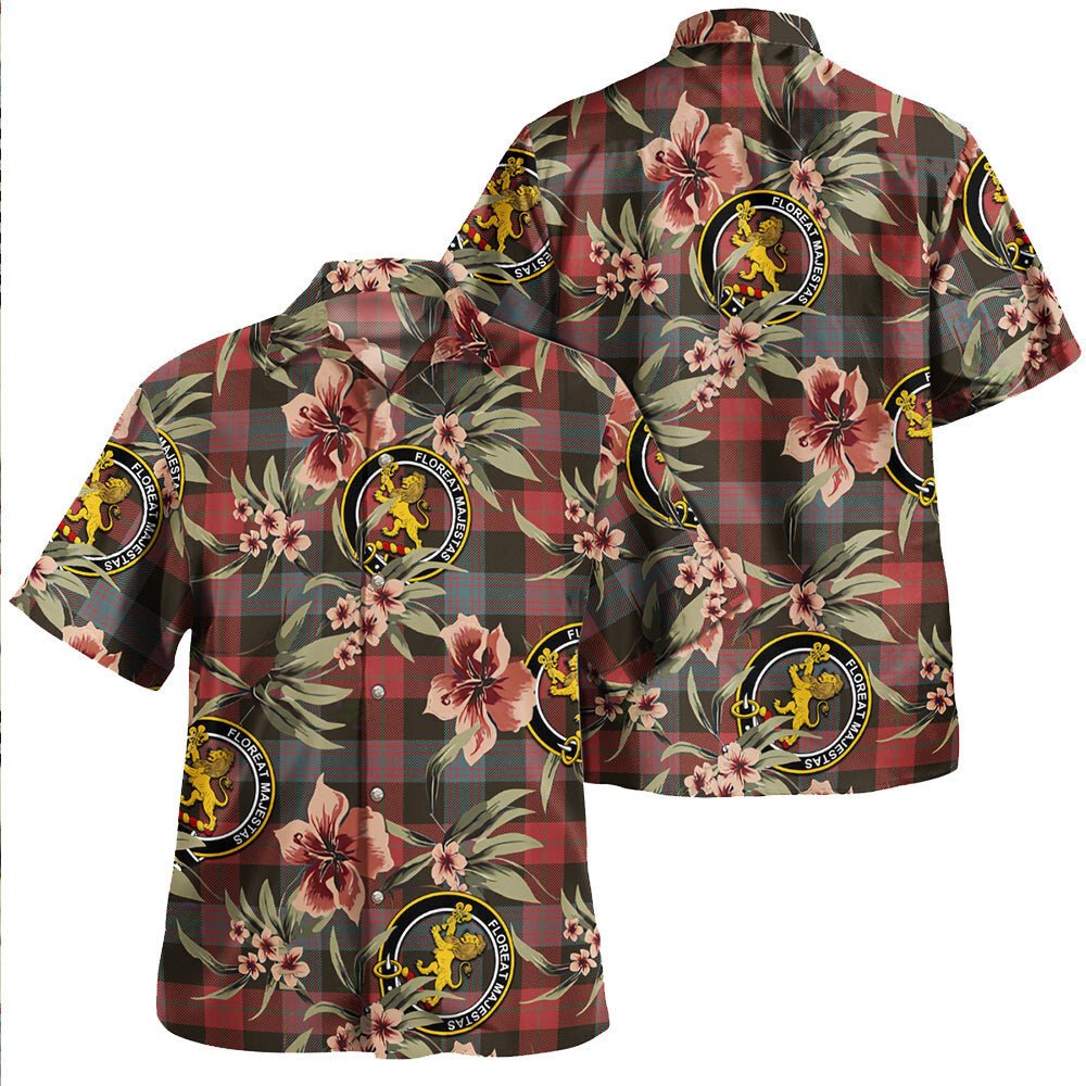 Brown (Broun) Weathered Tartan Clan Crest Badge Aloha Hawaiian Shirt Tropical Old Style DE80 Brown (Broun) Weathered Tartan Tartan Today   