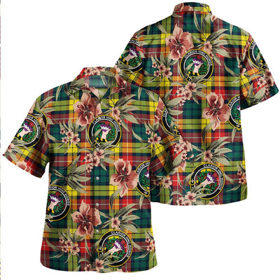 Buchanan Modern Tartan Clan Crest Badge Aloha Hawaiian Shirt Tropical Old Style BT15
