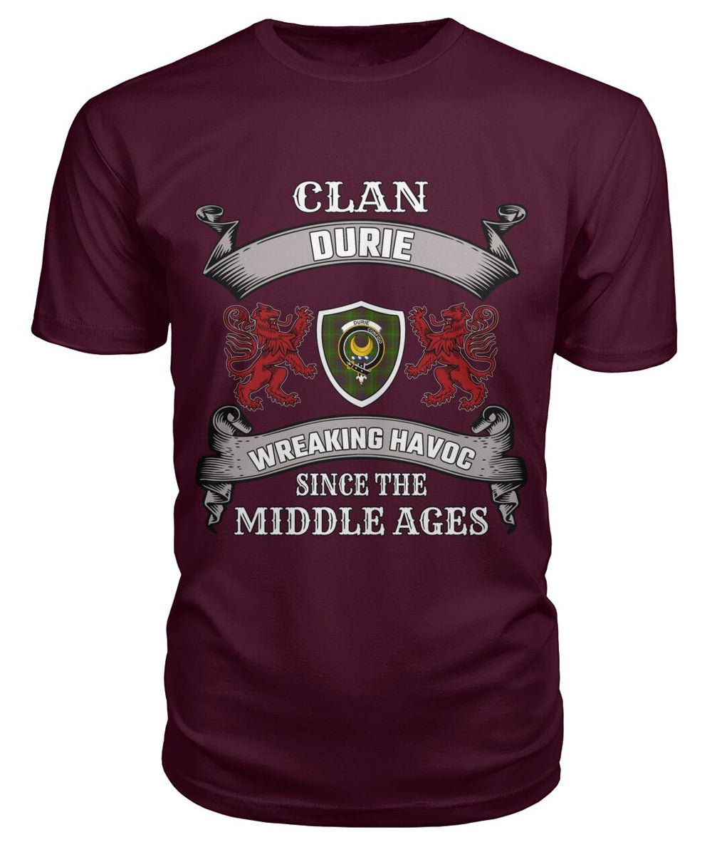 Clan Durie Family Tartan 2D T-shirt FQ93 Durie Tartan Clan Tartan T-Shirt Maroon S Durie Tartan Clan