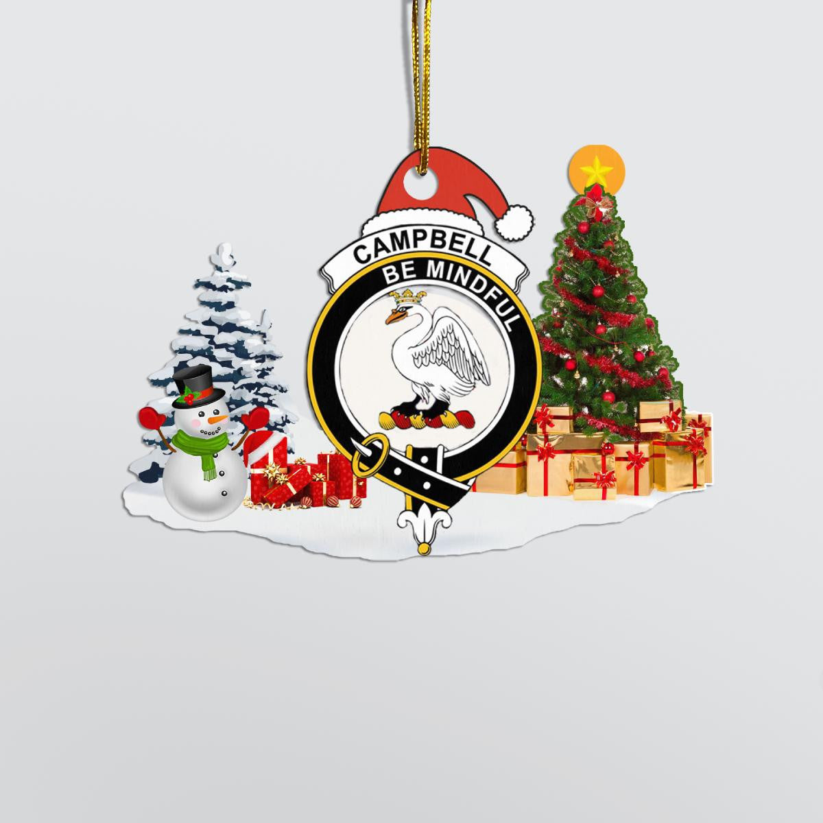 Clan Campbell of Cawdor Crest Tartan Acrylic Christmas Ornament UC58 Campbell of Cawdor Tartan Tartan Christmas   