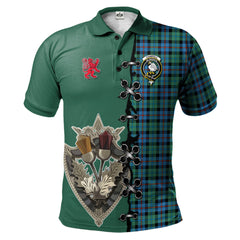 Clan Campbell of Cawdor Ancient Tartan Polo Shirt - Lion Rampant And Celtic Thistle Style JS85 Campbell of Cawdor Ancient Tartan Tartan Polo   