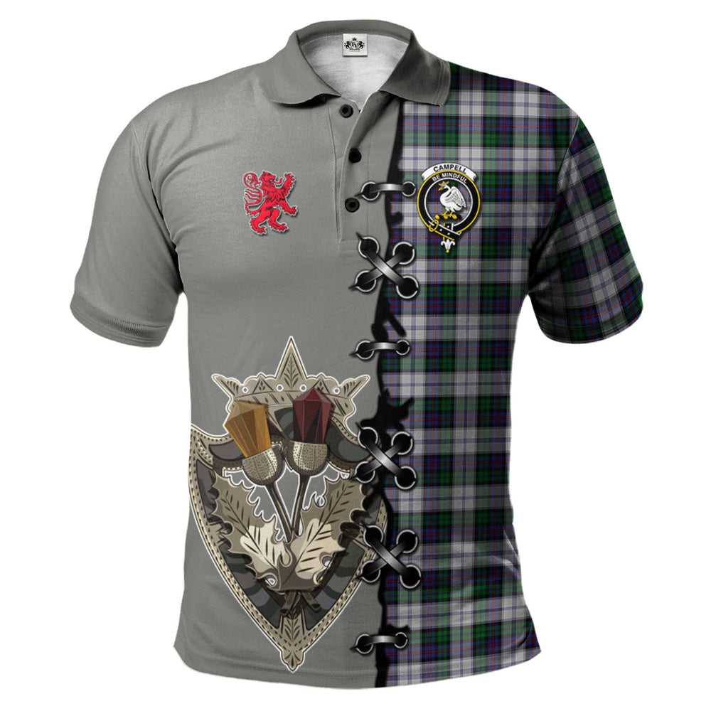 Clan Campbell of Cawdor Dress Tartan Polo Shirt - Lion Rampant And Celtic Thistle Style JX67 Campbell of Cawdor Dress Tartan Tartan Polo   