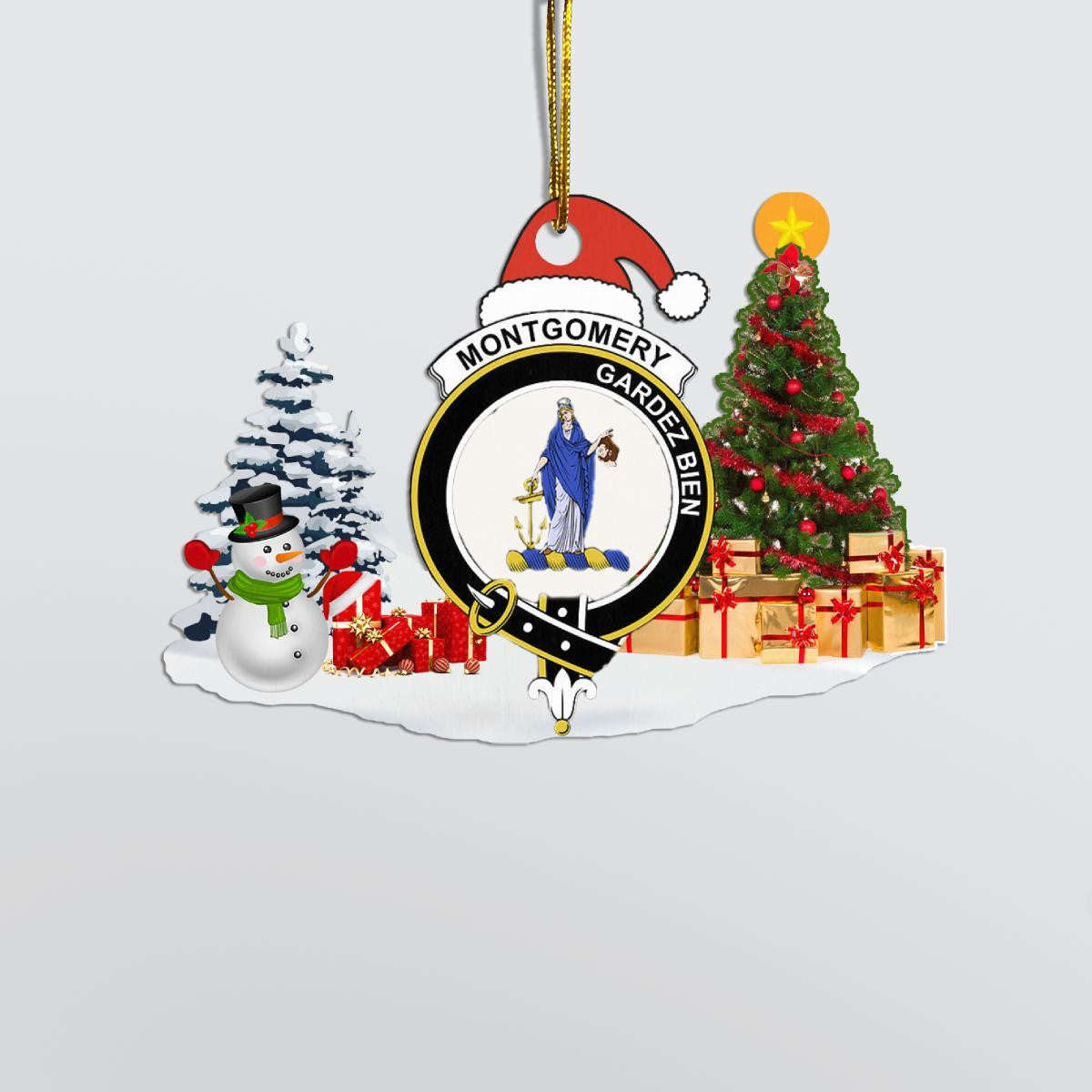 Clan Montgomery Crest Tartan Acrylic Christmas Ornament PR28 Montgomery Tartan Tartan Christmas   