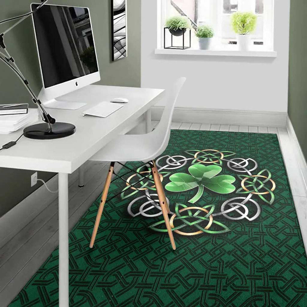 Celtic Ireland Area Rug Irish Shamrock with Celtic Knot