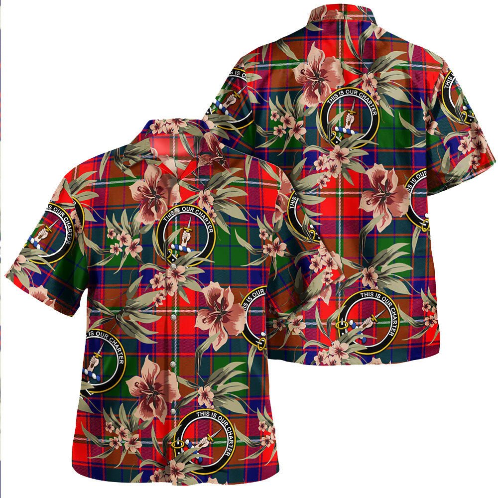 Charteris District Tartan Clan Crest Badge Aloha Hawaiian Shirt Tropical Old Style WR40 Charteris District Tartan Tartan Today   