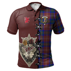 Clan Chisholm Hunting Modern Tartan Polo Shirt - Lion Rampant And Celtic Thistle Style IS14 Chisholm Hunting Modern Tartan Tartan Polo   