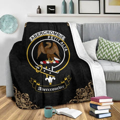 Clan Abercrombie Crest Tartan Premium Blanket Black ET73 Clan Abercrombie Tartan Today   