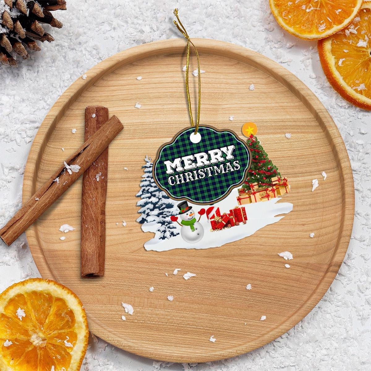 Clan Abercrombie Modern "Merry Christmas" Tartan Acrylic Ornament MM48 Abercrombie Modern Tartan Tartan Christmas   