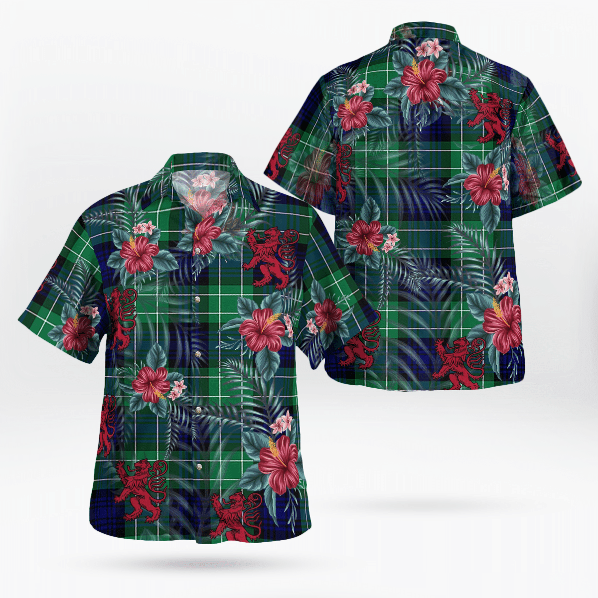 Clan Abercrombie Modern Tartan Scottish Lion Hawaiian Shirt KV88 Abercrombie Modern Tartan Tartan Hawaii Shirt   